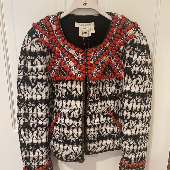 Isabel Marant pour H&M Embroidered Beaded Jacket Sz4/34- including bag & hanger - Picture 5 of 8